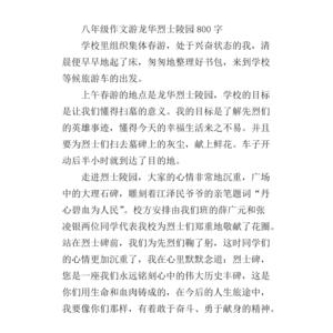关于烈士陵园的作文800(精选10篇)