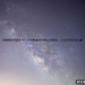 茨威格的名言名句：为你最喜欢的事业而燃烧，让自己的生命闪耀