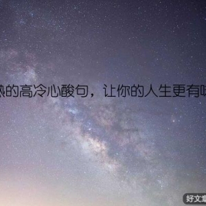 成熟的高冷心酸句，让你的人生更有味道