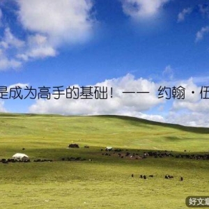 观察是成为高手的基础！—— 约翰·伍德恩