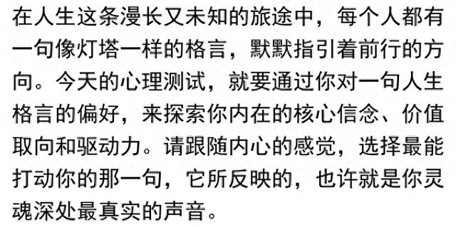 如果能定制一句人生格言，你会选哪句？映射你的核心信念与动力
