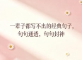 一辈子都写不出的经典句子，句句通透，句句封神