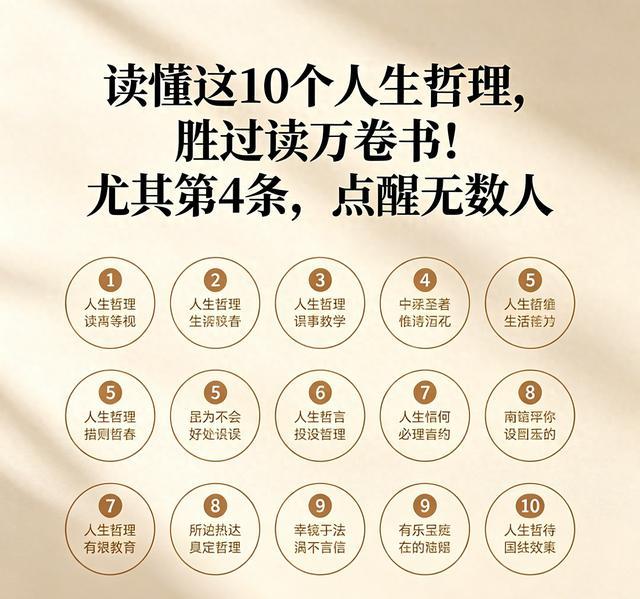 读懂这10个人生哲理，胜过读万卷书！尤其第4条，点醒无数人