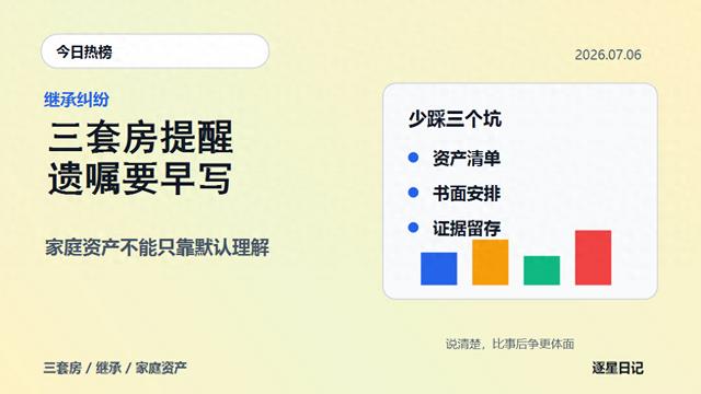 独生子继承三套房却被表姐争遗产，为什么亲情最怕糊涂账？