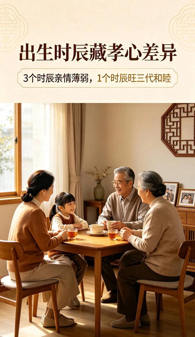 出生时辰藏孝心差异！3个时辰亲情薄弱，1个时辰旺三代和睦