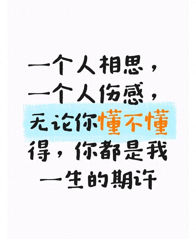 一个人相思，一个人伤感，无论你懂不懂得，你都是我一生的期许