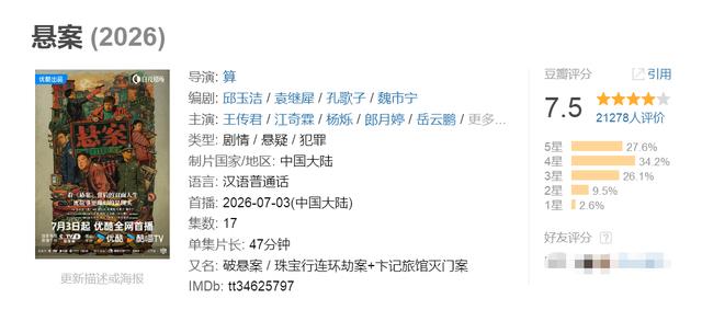 《悬案》下半部整体观后感，7.5分实至名归，不能再多了。